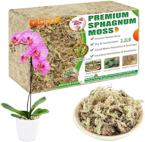 Legigo 2.2LB Sphagnum Moss for Plants- 40QT Natural Long Fibers Orchid Moss by Legigo