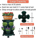 GameXcel Vertical Planter Tower - 4 Tier Stackable Garden Planters with Wheels and Tools Plant Pots for Strawberry Herb Flower and Vegetable Indoor Outdoor Use Green - Image 5