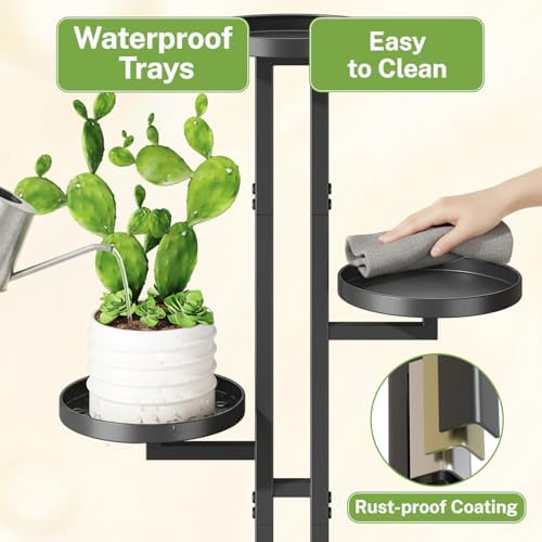 iDavosic.ly 4 Tier Plant Stand Indoor Outdoor, Tiered Corner Shelf, Black - Image 4