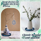 2 Pcs 10 Inch Ceramic Plant Saucers, Blue Round Drip Trays - Image 3