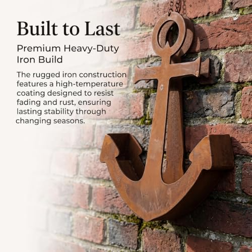 Rustic Anchor Hanging Planter, Nautical Wall Plant Holder - Image 2