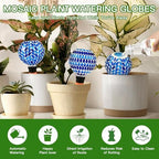 VOREEN Blue Mosaic Self Watering Globes 2 Pack, 500ml Handmade Glass Terracotta Plant Spikes, Automatic Self Watering Devices for Indoor Outdoor Pots, Decorative Water Saver Gift for Garden Lovers - Image 2