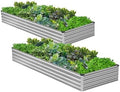 2PCS 6x3x1ft Galvanized Raised Garden Bed Kit,Metal Planter Box for Vegetables,Flowers,Herbs Durable Rust-Resistant Patio Gardening Beds,Silver by Henshwon