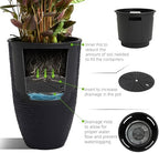 Worth Garden 2-Pack 21" H. Black Tall Planters with Inside Pots - 14'' Dia Plastic Large Round Plant Tree Pots - Decorative Imitation Stone Finish for Indoor Outdoor Front Porch Container Patio - Image 6