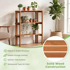 Giantex Foldable Plant Shelf, 3-Tier Solid Wood Indoor Outdoor Flower Pot Display Rack, Corner Storage Bookshelf, Freestanding Tiered Plant Stand for Garden Patio Balcony, No Assembly - Image 4