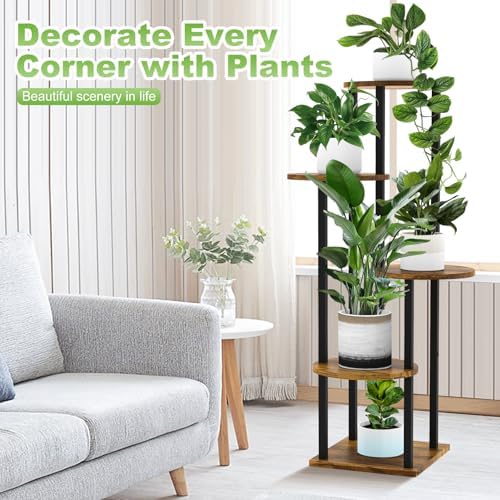 5 Tier Plant Stand Indoor Corner Tall Shelf for Multiple Plants - Image 4