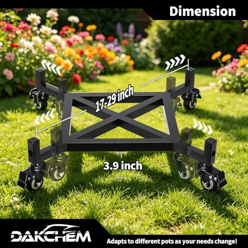 17-29 Inch Adjustable Plant Caddy with Wheels Heavy Duty Rolling Dolly - Image 2