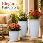 Neoaider Set of 3 Tall Planter, 24/21/12in Large Plastic Planter, WhiteJade - Image 5