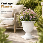 Planters for Outdoor Plants Large 2 Pack Resin Urn 15.3IN - Image 2