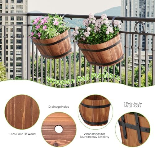 2Pack Cute Railing planter box Fence planters Window boxes planters porch - Image 5