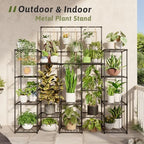 GENTINGBRO Metal Plant Stand Outdoor 63" Tall Plant Shelf for Plants 14-Tier Large Plant Sheves for Indoor Plants Living Room Heavy Duty Rack Garden Balcony Patio Hanging Planter - Image 2