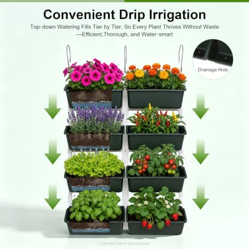 8 Pockets Hanging Planter, Removable Vertical Garden Wall Planter - Image 5