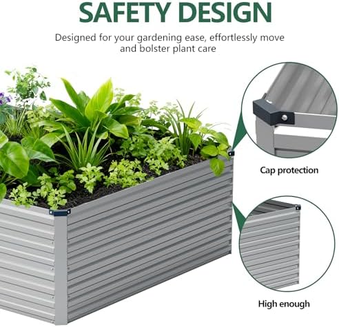 Vengarus 12x4x2ft Galvanized Raised Garden Bed,Metal Raised Beds Kit Silver - Image 3