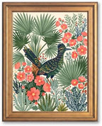 Framed Canvas Wall Art Bohemian Gouache Roadrunner in Desert Scrub Pink Globemallow Sage Palms Canvas Print Poster Gold Frame Wall Decor for Living Room Southwest Decor, Bird Art - Inch 16x20 by Unknown