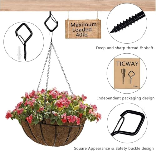 2.36IN Ceiling Screw Hooks for Hanging Plants, Safety Buckle, 80 Pcs - Image 3