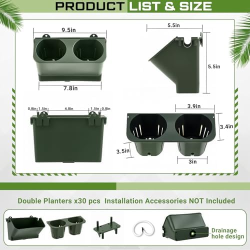 Briwooody 30 Set 60 Pocket Vertical Wall Planters, Military Green - Image 3