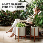 MUDEELA 2 Pack Indoor Plant Stands, 2 Tier Tall Plant Stand 30 inches, Mid Century Bamboo Plant Stand, Adjustable Width 8 - 12 inches, Fits Pot Size of 8 9 10 11 12 inches, Pot & Plant Not Included, Brown - Image 6