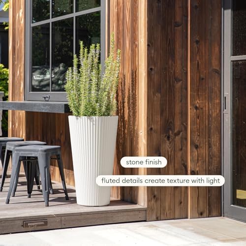 Veradek Demi Series Tall Planter - Tall Tapered Outdoor Planter with Shelf - Image 4