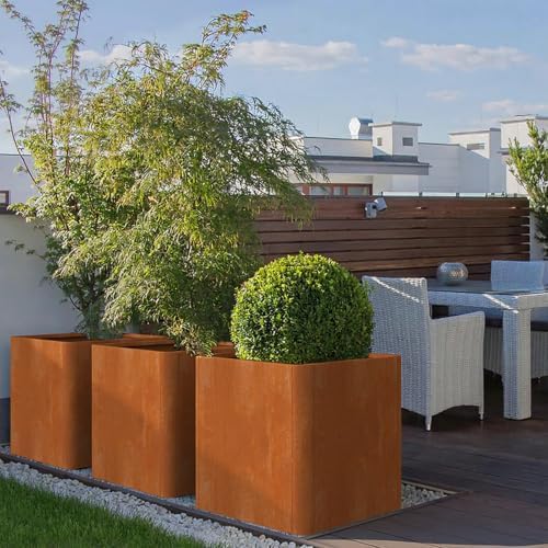 Corten Steel Planters Outdoor 24"x24"x25", Large Cube Planters - Image 5