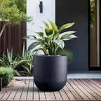 Kante Large Round Capsule Charcoal Concrete Planter 16.5" Dia, Outdoor - Image 3
