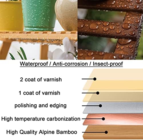 4-Tier Ladder Plant Stand, Multi Plant Pot Holder Bamboo Garden Shelves Storage Organizer Rack, 4 Colors Folding Flower Plant Stand Display Rack for Patio Garden Living Room - Image 5