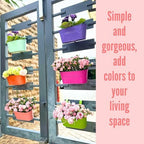 LaLaGreen Modern Rail Planter (17 in, 6 Pack) Colorful Metal Deck Buckets - Image 6
