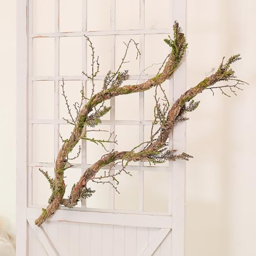 2Pcs 39" Bendable Faux Wood Branches Moss Tree Trunk Wall Decor by CONGZHANHH