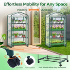 Ohuhu Mini Greenhouse for Indoor Outdoor with Wheel, Small Plastic Plant Green House 4-Tier Rack Stand Portable Greenhouses with Durable PVC Cover for Seedling - Image 2