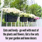 LaLaGreen Rail Planter Outdoor Plants(11.8 Inch, 15 Pack) Black Metal Iron Hanging Flower Pots Deck Railings Fence Buckets Modern Countryside Boho Style Wall Mount Window Box Plant Holder Porch Decor - Image 3
