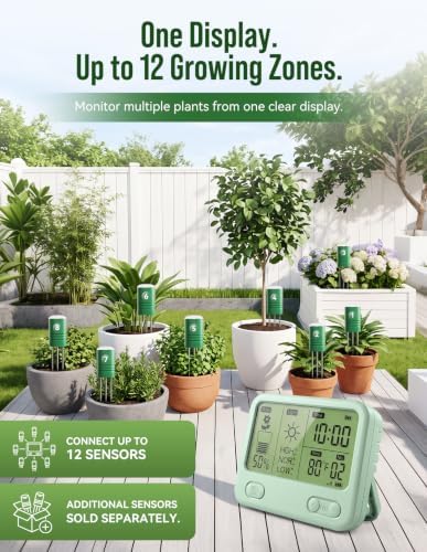 NexusLab Wireless Soil Moisture Meter with LCD Receiver, 2-Sensor 3-in-1 Plant Monitor for Moisture, Temperature, and Light, Indoor and Outdoor Garden Plants - Image 2