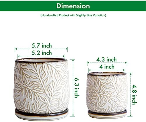 D'vine Dev 2-Pack Embossed Leaves Planter, 4/6 in, Smoked White, 27-B-U-1 - Image 3