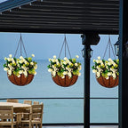 Hanging Planters Basket Outdoor Indoor(14 inch 4 Pack)-Coconut Coir Hanging Baskets for Plants Outdoor,Metal Wire Baskets with Coco Liner Window Box Planters, Hanging Flower Pots for Railings - Image 5