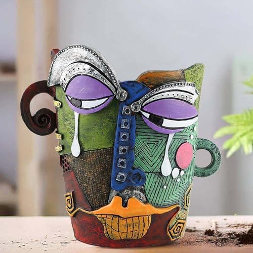 Picasso Abstract Resin Flower Pots Colorful Unique Face Planters Pots Head - Image 5