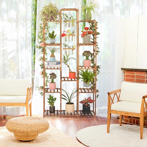 XXXFLOWER Plant Stand Indoor Outdoor 13 Tiers Wood Plant Shelf for Multiple Plants ，Large Plant Rack for Window Garden Balcony Patio Porch Living Room - Image 4