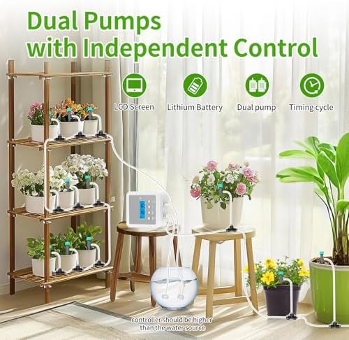Smart Automatic Plant Watering System for 20 Pots - Dual Pump Indoor Drip Irrigation Kit with 30-Day Programmable Timer & USB-C Charging - Image 2