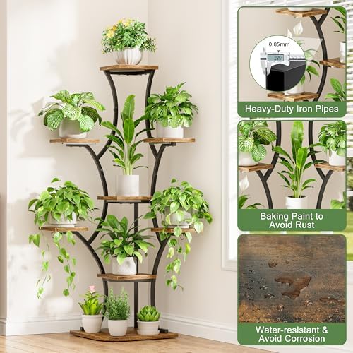 Corner Indoor Plant Stand With Grow Light, 8 Tier 52.6" Tall Plant Shelf - Image 5