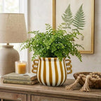 Ceramic Planter Pot Modern Striped Triple Handle Flower Pot No Drainage - Image 5