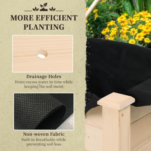 Outsunny Raised Garden Bed with Legs, Bed Liner 34" x 18" x 30", Natural - Image 5