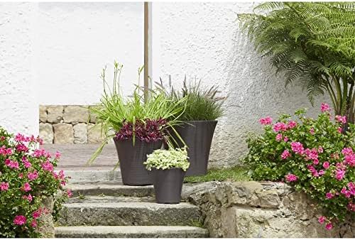 Garden Elements Indoor/Outdoor Resin Pamploma Round Planter, Cappuccino 12" - Image 2