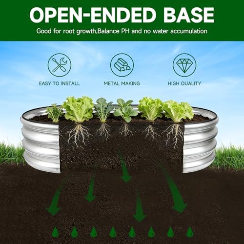 Galvanized Steel Raised Garden Bed Kit, Oval Metal Planter Box for Outdoor Plants Vegetables, Flowers, Herbs (6x3x1 Silver) - Image 4