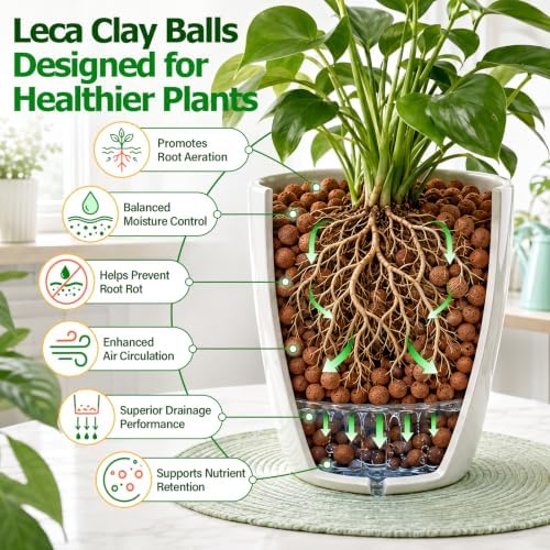 Riare 14LB Organic Leca Clay Pebbles for Plants, 4-16mm Drainage Leca Balls - Image 3