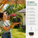 12" Self Watering Hanging Planters with Chains, Black Brown，2 Pack - Image 3