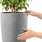 ZMTECH 4 Pack Plastic Planters 21/18/12/10in, Indoor Outdoor Round Planter for Porch, Large Plant Pot with Drainage Hole for Home Garden Front Door, Modern Decorative Pots for Plants (Light Gray) - Image 3
