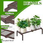 1 Tier Metal Plant Stand Indoor Outdoor, Potted Multiple Flower Pot Holder Rack Plant Shelf, Heavy Duty Planter Display Shelving for Patio Balcony Garden Living Room Decorative (Brown) - Image 2