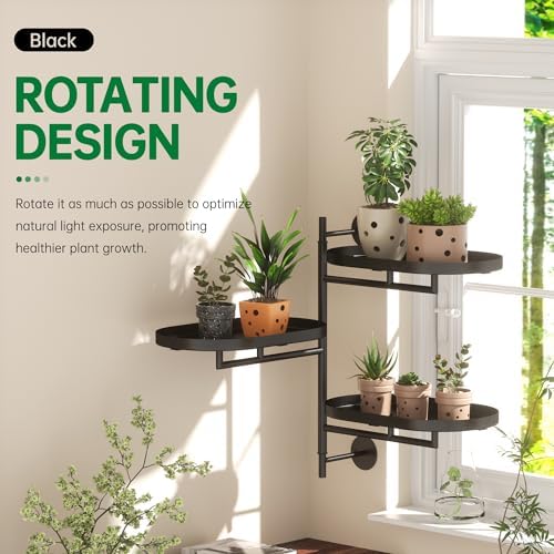Window Plant Shelf, Wall Mounted Rotating Plant Holder Indoor - Image 2