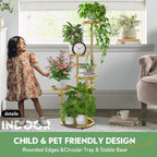 TOSKING Tall 5-Tier Round Metal Corner Plant Stand Indoor, Anti-Tip, Gold - Image 7
