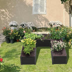 Anleolife 2-Bed 74x74x18in U-Shaped Raised Garden Beds, Quartz Grey - Image 4
