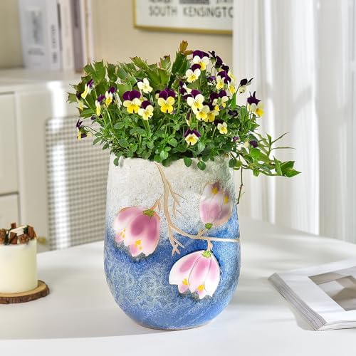 Sungmor 10.6 Inch Hand Painted Ceramic Succulent Plant Pot - Gray Purple - Image 5