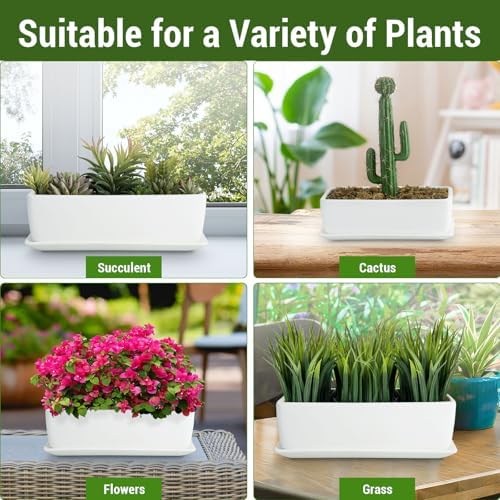 MyGift 14 Inch Unglazed White Ceramic Indoor Plant Pot with Drainage Hole - Image 3