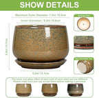 G EPGardening 7 Inch Ceramic Pots for Plants - Ceramic Planters for Indoor Outdoor Plants, Round Plant Pots with Drainage and Saucer, Modern Planter, House Decor, Plant Lover Gifts, Speckled Brown - Image 3
